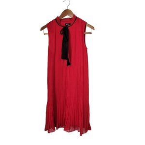 Women's DKNY Red Chiffon Pleated Dress 2 Knee Length Date Night!